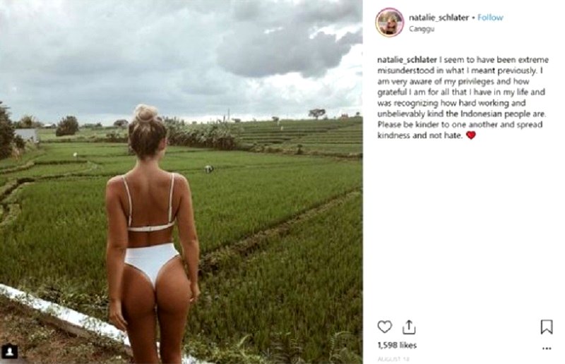 A Swedish woman generated so much backlash over a post in which she compared her life to that of a Bali rice farmer that she ended up deleting her Instagram account.