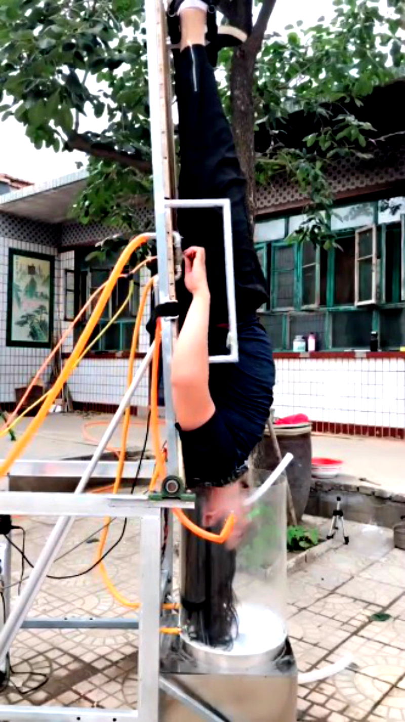 An inventor in China has gone viral on social media after creating a hair washing machine that forces users to go upside down if they actually want to see it work.