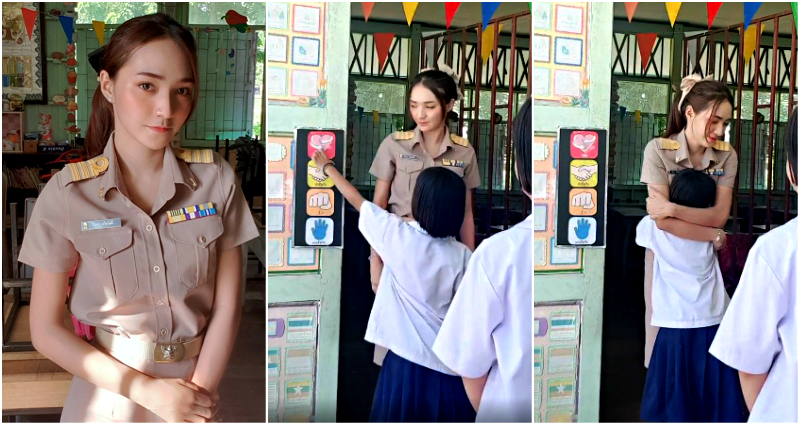 Thai Teacher Goes Viral for the Heartwarming Way She Welcomes Her Class in the Morning