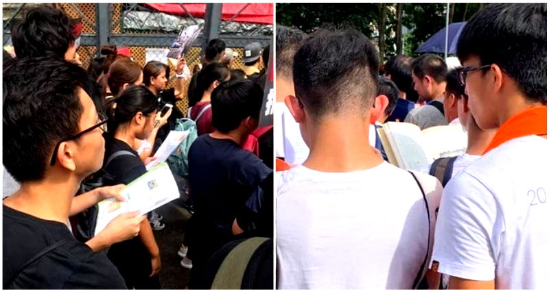 Hong Kong Students Caught Studying During Massive Protests