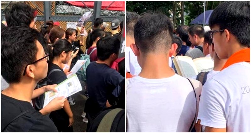 Hong Kong Students Caught Studying During Massive Protests