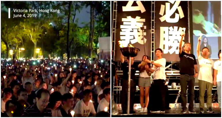 Over 180,000 Gather for the 30th Anniversary of the Tiananmen Square Massacre in Hong Kong