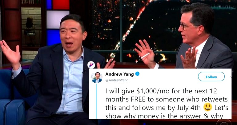 Andrew Yang Will Give $1,000 A Month to Someone Who Retweets His ‘Freedom Dividend’