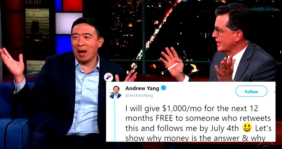 Andrew Yang Will Give $1,000 A Month to Someone Who Retweets His ‘Freedom Dividend’