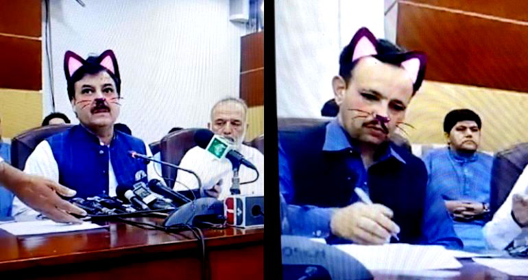 Pakistani Politicians Get Accidental Cat Filters on Livestream