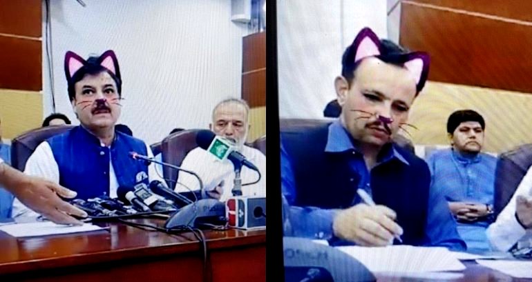 Pakistani Politicians Get Accidental Cat Filters on Livestream