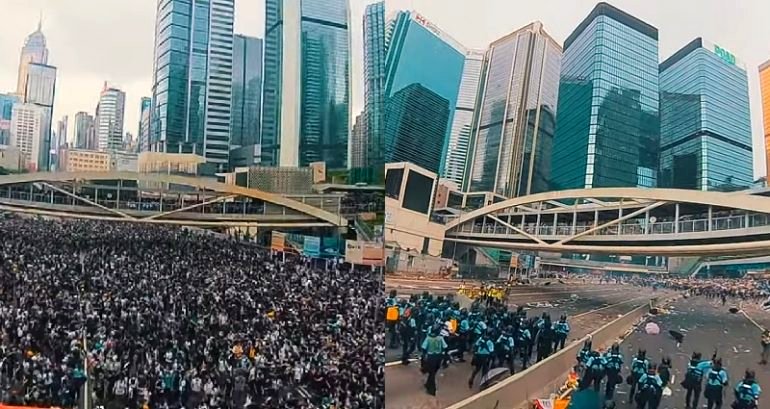 Drone Footage of Hong Kong’s Protest Shows Epic ‘Battle’ on the Streets