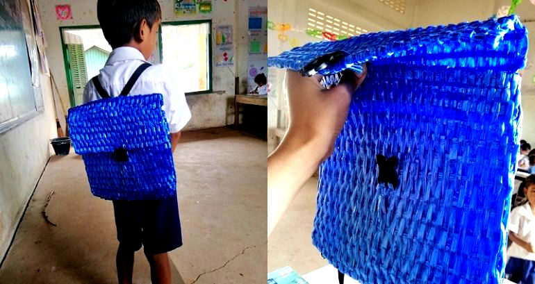 Dad Who Couldn’t Afford New Backpack for His Son Makes One Out of Raffia String