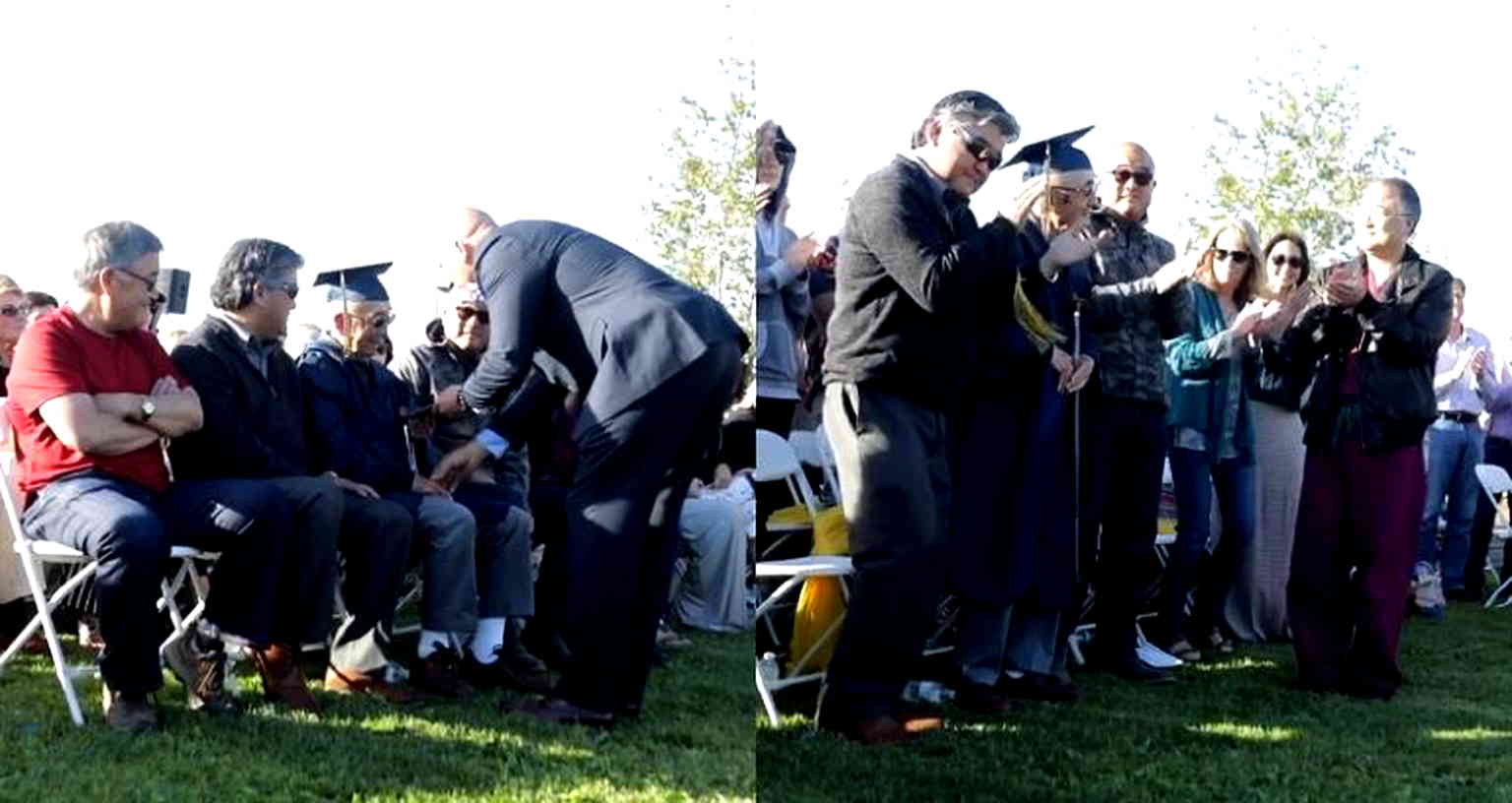 Grandpa Who Didn’t Finish High School Because of WW2 Concentration Camps Graduates With Grandson