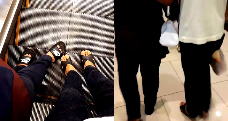 Son Wears Mom’s Heels, Gives Her His Sandals When Her Feet Start to Hurt at the Mall