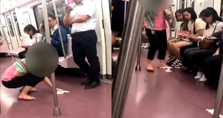 Chinese Netizens Praise Mom After Son Pees on Subway Floor, Cleans It Up