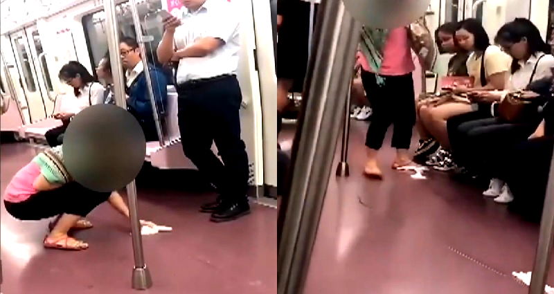 Chinese Netizens Praise Mom After Son Pees on Subway Floor, Cleans It Up