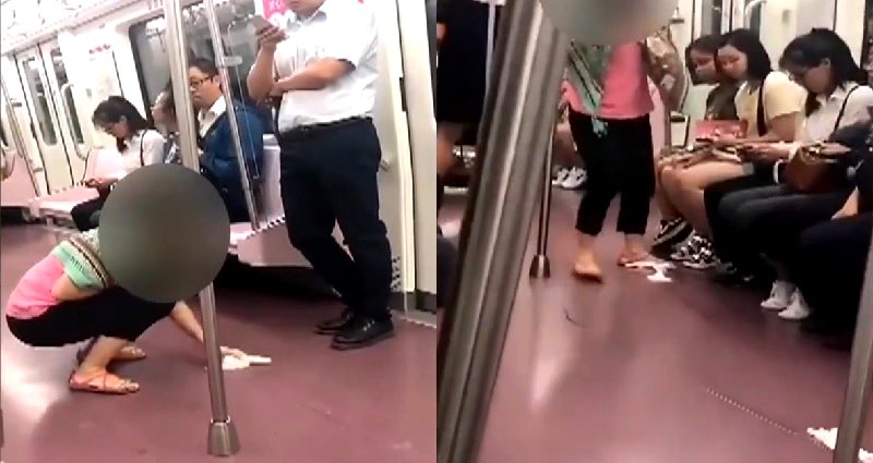 Chinese Netizens Praise Mom After Son Pees on Subway Floor, Cleans It Up