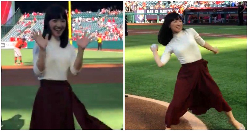 Marie Kondo Sparks Joy by Throwing First Pitch at LA Angels Game