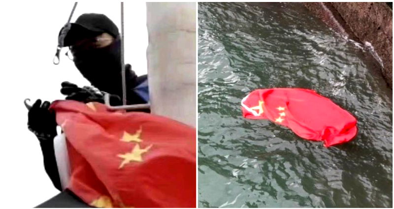 Former Hong Kong Leader Offers $127,000 to Find Protestor Who Threw Chinese Flag Into the Sea