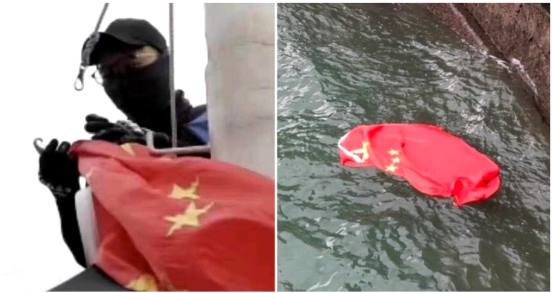Former Hong Kong Leader Offers $127,000 to Find Protestor Who Threw Chinese Flag Into the Sea