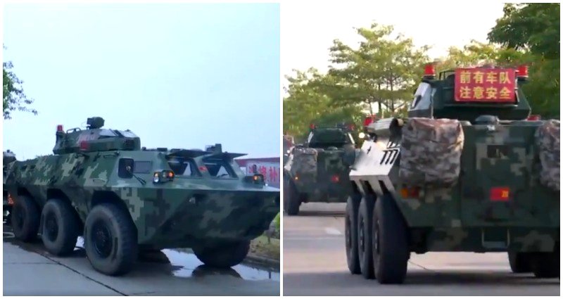 China Deploys Dozens of Armored Vehicles Outside Hong Kong for ‘Drills’