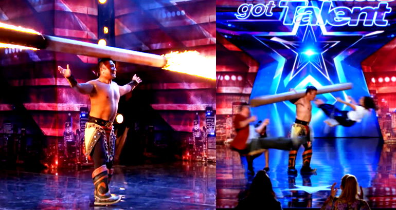 Strong AF Mongolian Man Wows Judges on ‘Australia’s Got Talent’ With Burning Log