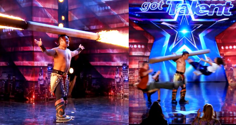 Strong AF Mongolian Man Wows Judges on ‘Australia’s Got Talent’ With Burning Log