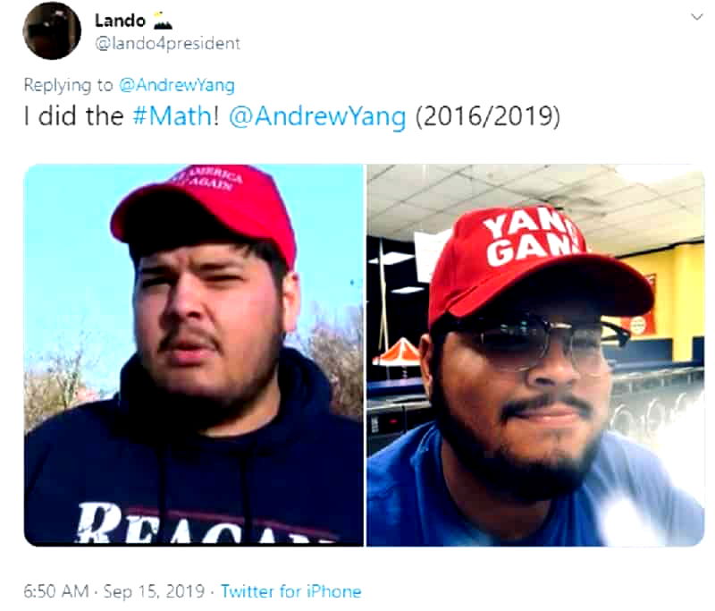 In 2016, the "Make America Great Again" slogan and the merchandise that bore it became a cultural phenomenon. Now, some former Trump supporters are ditching their MAGA hats for Andrew Yang’s MATH hats.