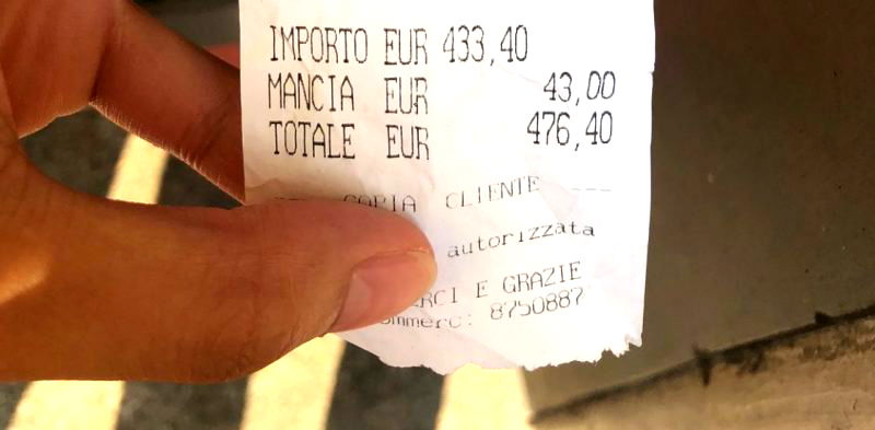 A restaurant in Rome is being lambasted on the internet after slapping a pair of Japanese diners with a 430-euro ($471) bill for a relatively simple meal they had early last month.