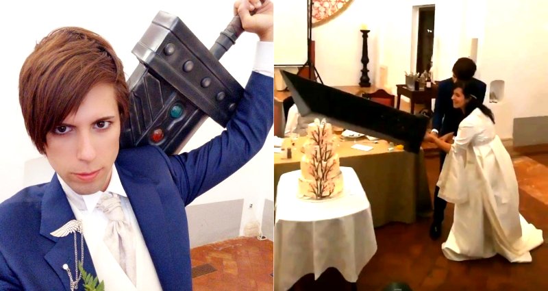 Cosplayer Cuts Wedding Cake With Buster Sword From ‘Final Fantasy VII’