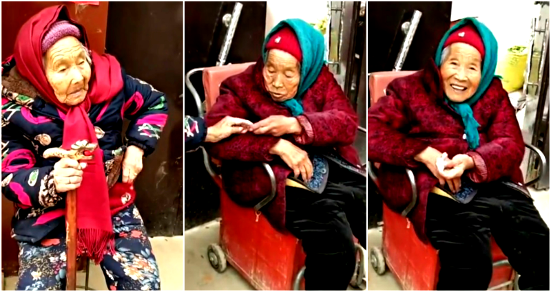 84-Year-Old Woman Smiles After Getting Candy From Her 107-Year-Old Mom