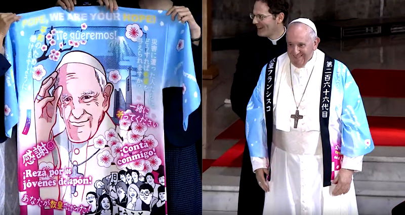 Pope Francis Wears Custom ‘Anime’ Coat While in Japan