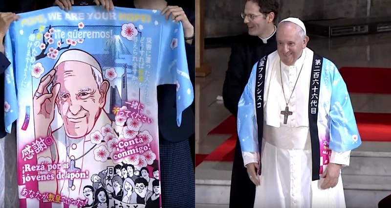 Pope Francis Wears Custom ‘Anime’ Coat While in Japan