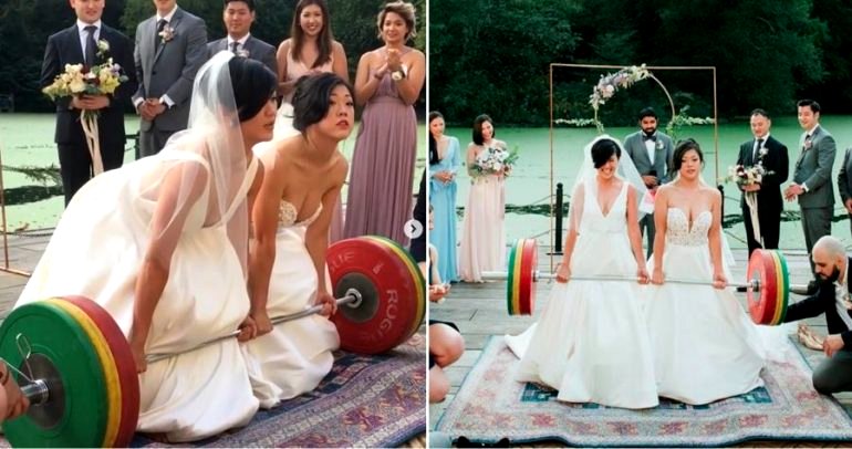 Brooklyn Brides Go Viral After Deadlifting 253 Pounds During Their Wedding
