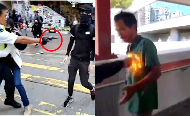 2 Young Protesters Shot by Hong Kong Police as ‘Rioters’ Set Man on Fire