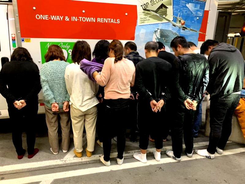 Eleven Chinese nationals were found hiding in appliances and various pieces of furniture while attempting to enter the U.S. from Mexico to California.