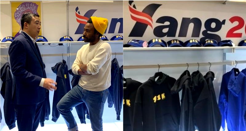 Signed Andrew Yang Sweatshirts Sell for $1,000 With New Creative Director Donald Glover