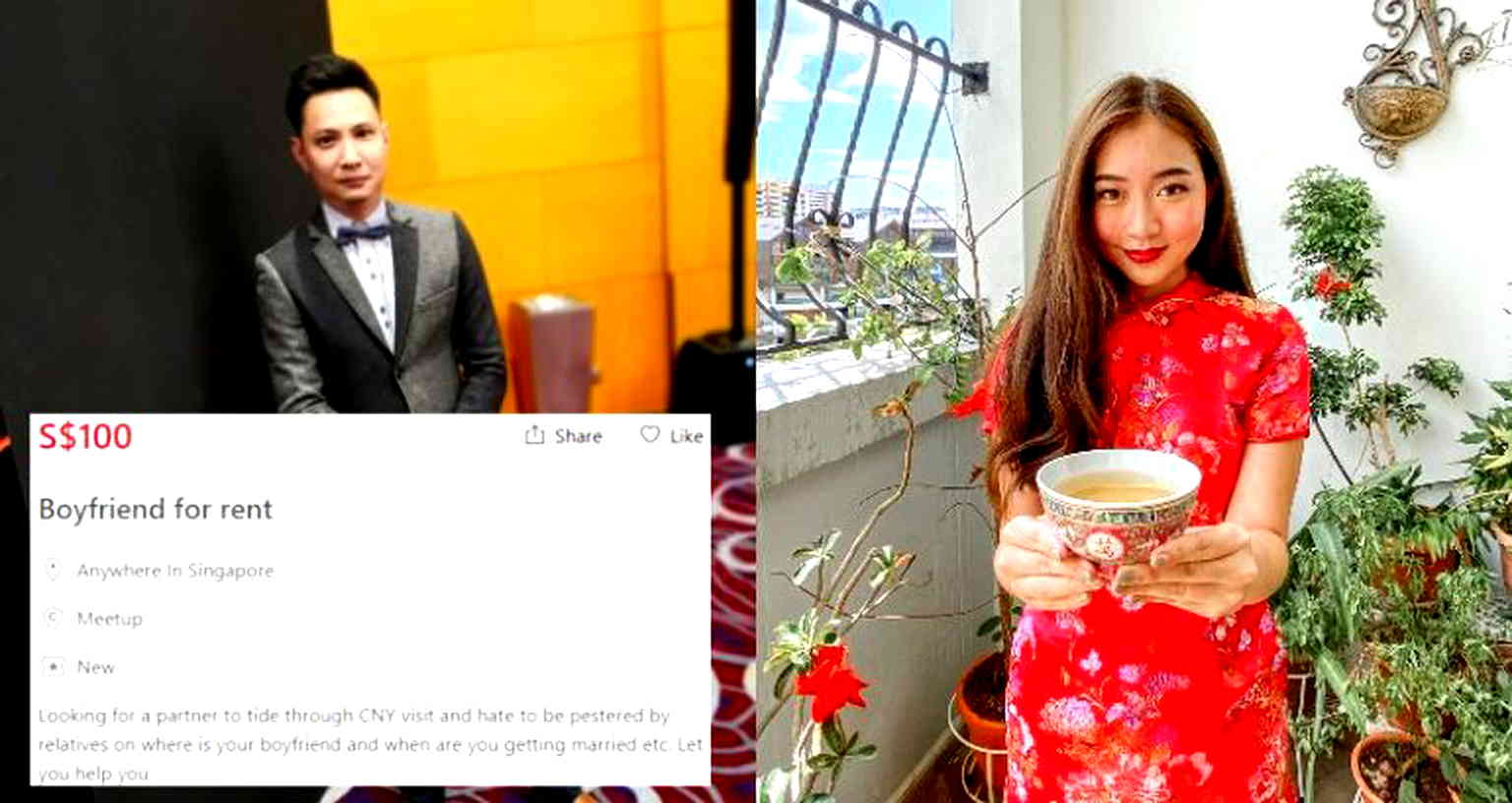 People Are Offering Themselves for $100/Hour as Dates for Lunar New Year