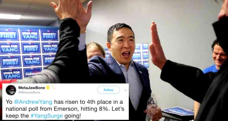 Andrew Yang Surges in Popularity, Now Ranks 4th Nationally