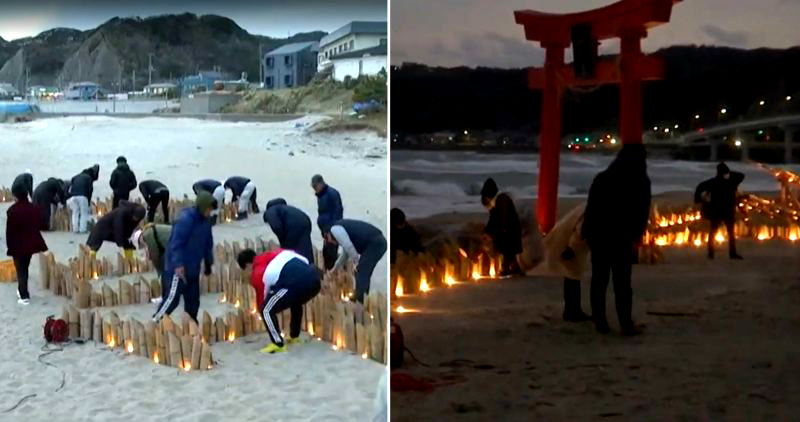 Japanese City Lights Up Candles Outside Quarantined Hotel to Show Love and Support