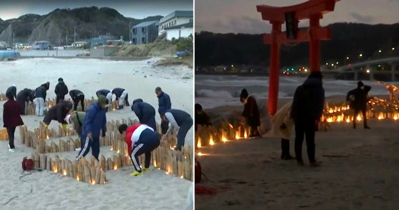 Japanese City Lights Up Candles Outside Quarantined Hotel to Show Love and Support