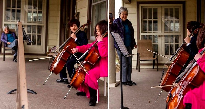 Siblings Surprise Elderly Self-Isolating Neighbor With a Classical Concert on Her Porch