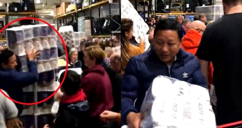 Chill Asian Man Gives Away Pack of Toilet Paper at Costco in U.K.