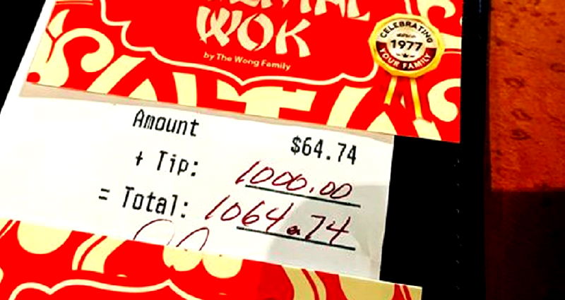 Customer Gives $1,000 Tip to Chinese Restaurant in Kentucky Before Closing to Diners