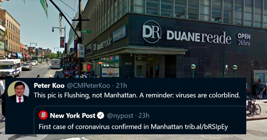 NY Post, NY Times Use Photos of Asians in Flushing to Cover Manhattan’s First Coronavirus Case