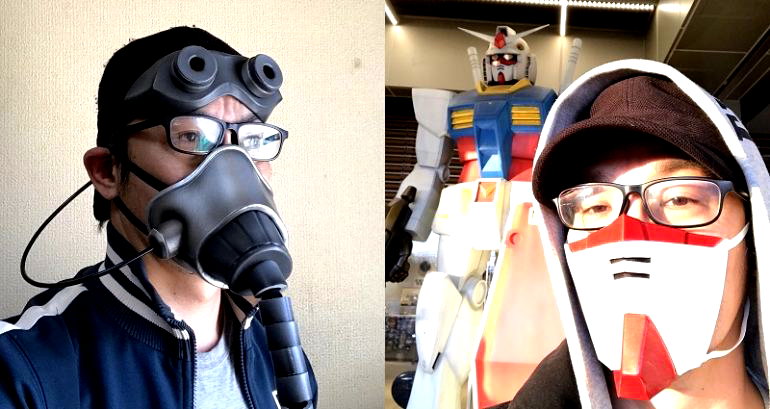 Japanese Gundam Builder Fights Off COVID-19 With His Anime-Inspired Face Masks