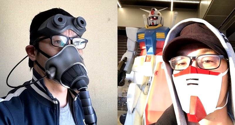 Japanese Gundam Builder Fights Off COVID-19 With His Anime-Inspired Face Masks
