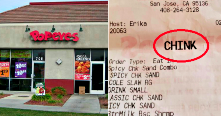 San Jose Popeyes Customer Called ‘CHINK’ on Receipt Says Corporate Ignored His Complaint