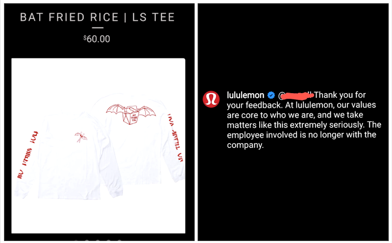 Lululemon Art Director Fired After Promoting Racist T-Shirt on Instagram, CEO Sends Memo