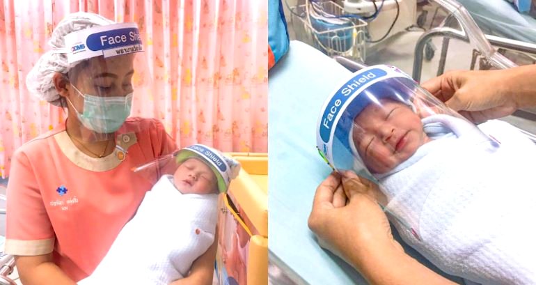 Newborn Babies Get Mini Face Guards for Protection in Thailand