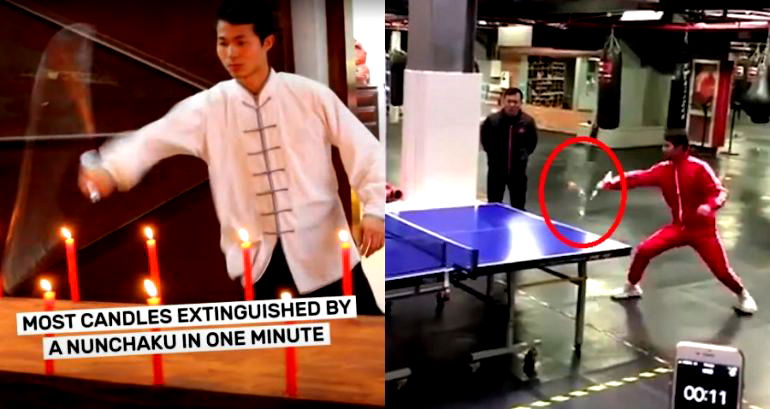 Shanghai Martial Artist Sets Guinness World Record Playing Ping Pong With Nunchaku