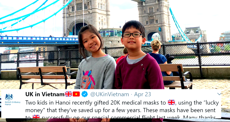 Two Vietnamese Kids Use Saved ‘Lucky Money’ to Donate 20,000 Face Masks to the UK