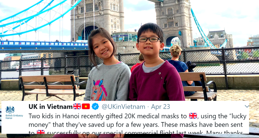 Two Vietnamese Kids Use Saved ‘Lucky Money’ to Donate 20,000 Face Masks to the UK