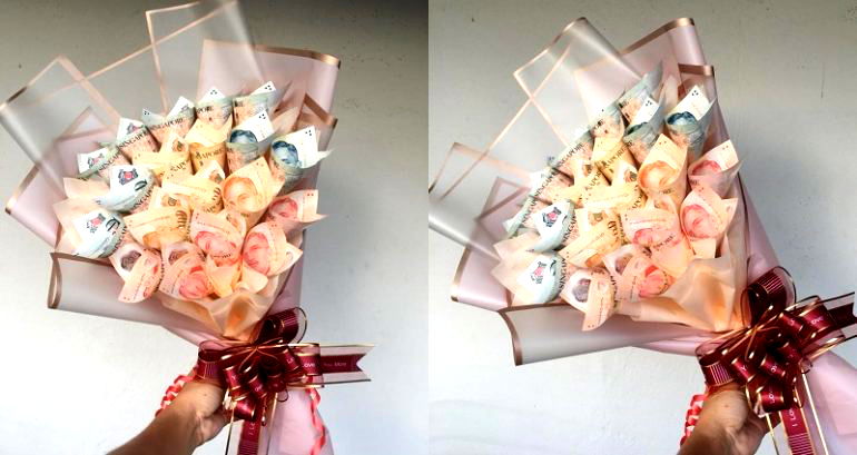 Man Gives Wife Bouquet of Over $700 in Cash as a Wedding Anniversary Gift